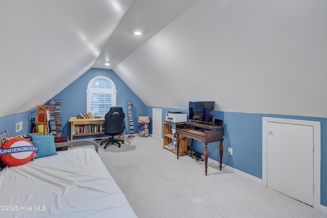 3508 Whispering Pines Ct, Wilmington, NC 28409 - carpeted bedroom with vaulted ceiling and baseboards