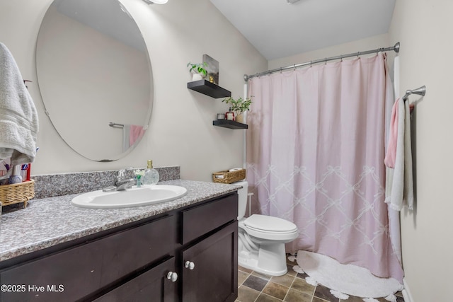 115 Joan Ct, New Bern, NC 28562 - full bath with vanity, toilet, and a shower with shower curtain