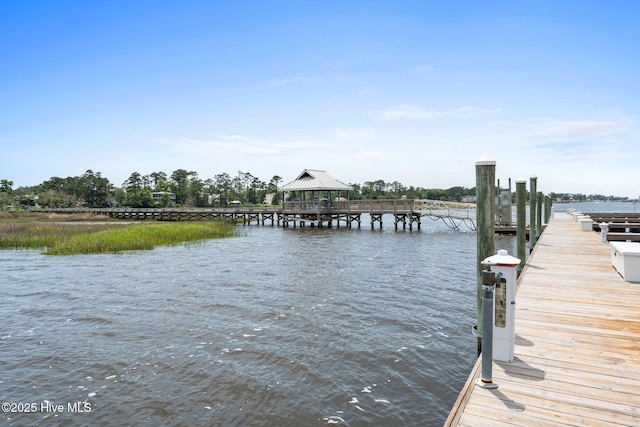 114 Lucas Cv, Oak Island, NC 28465 - dock area with a water view and a gazebo