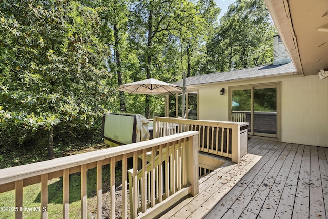 221 Quail Ridge Rd, Wilmington, NC 28409 - wooden deck with view of scattered trees