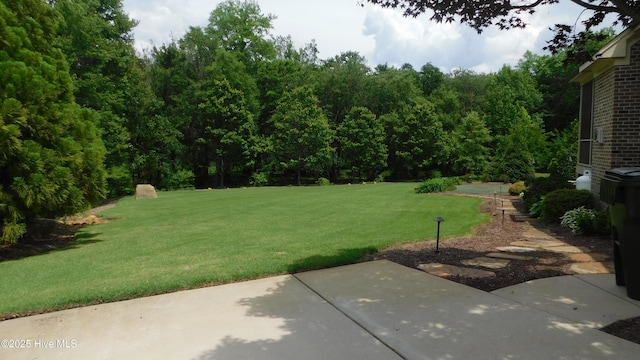2712 Isaac Dr, Goldsboro, NC 27530 - view of grassy yard featuring a patio area and a view of trees