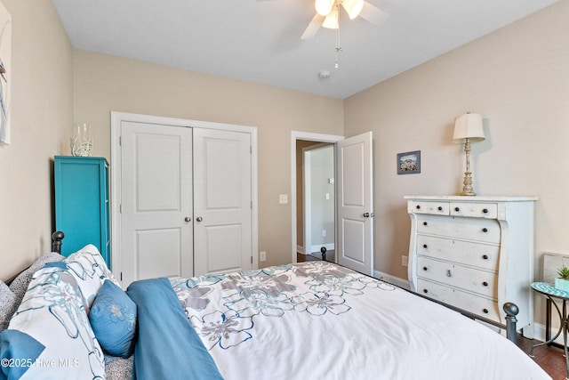 433 Landsdowne Cir, Hampstead, NC 28443 - bedroom featuring a closet and ceiling fan
