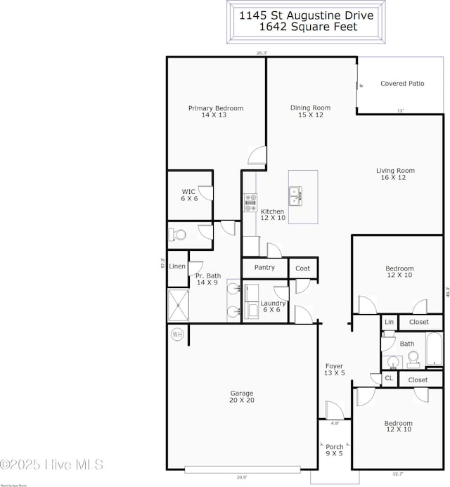 1145 Saint Augustine Dr, Castle Hayne, NC 28429 - floor plan / room layout