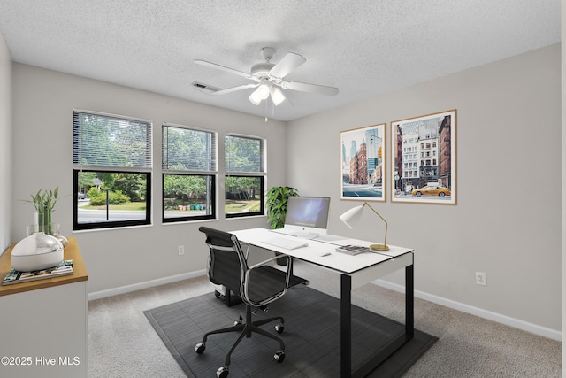 935 Birch Creek Dr, Wilmington, NC 28403 - carpeted office featuring a ceiling fan and a textured ceiling