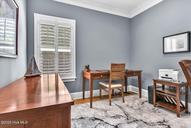 1013 Dowling Ct, Leland, NC 28451 - office with ornamental molding, wood finished floors, and baseboards