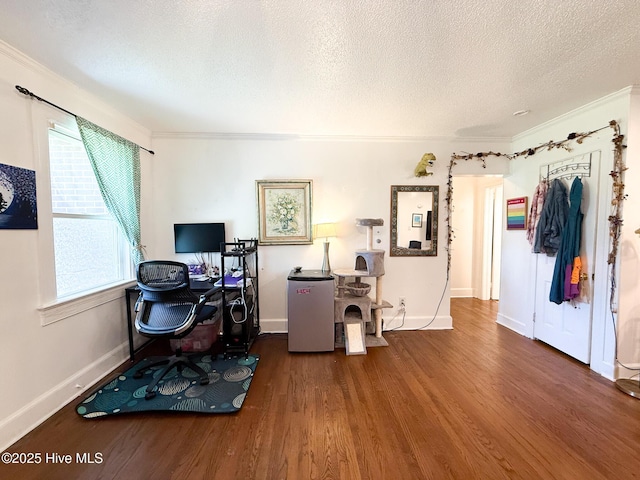 1605 E Holly St, Goldsboro, NC 27530 - office area with ornamental molding, wood finished floors, and a textured ceiling