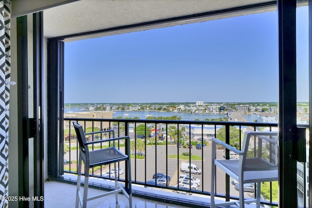 balcony with a water view