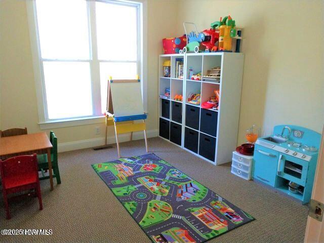 rec room with carpet