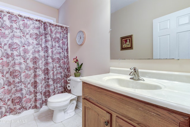 203 Abbey Ln, Wilmington, NC 28411 - bathroom featuring vanity, toilet, tile patterned floors, and curtained shower