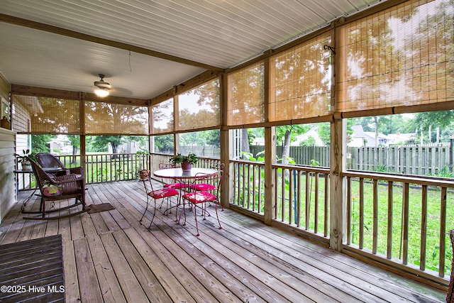 203 Abbey Ln, Wilmington, NC 28411 - sunroom featuring outdoor dining area and ceiling fan