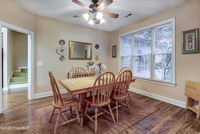 203 Abbey Ln, Wilmington, NC 28411 - dining space featuring healthy amount of natural light, dark wood-type flooring, and baseboards