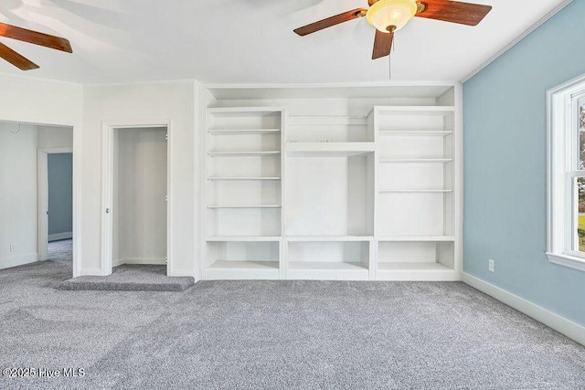 159 Shady Lane Rd, Willard, NC 28478 - unfurnished bedroom with carpet floors, baseboards, a ceiling fan, and ornamental molding