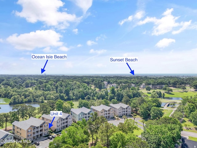 aerial view of a nearby body of water
