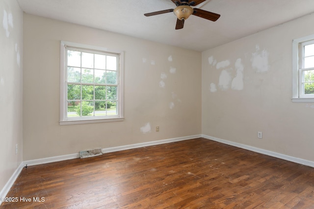 514 Mohican Trl, Wilmington, NC 28409 - empty room featuring ceiling fan, wood finished floors, and baseboards