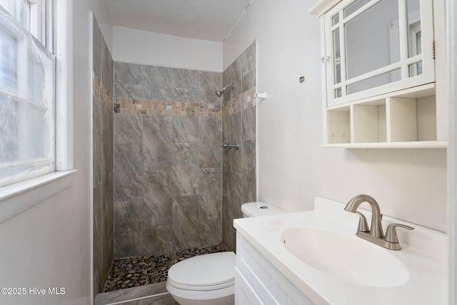 514 Mohican Trl, Wilmington, NC 28409 - full bathroom with toilet, a tile shower, vanity, and healthy amount of natural light