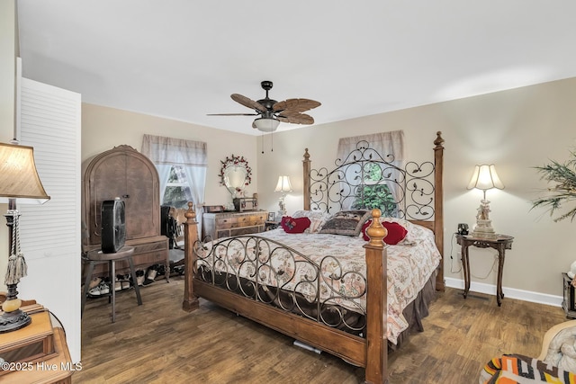 2601 Mayberry Loop Rd, Morehead City, NC 28557 - bedroom featuring wood finished floors, ceiling fan, and baseboards