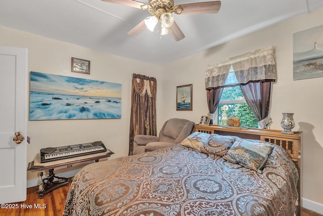 2601 Mayberry Loop Rd, Morehead City, NC 28557 - bedroom with wood finished floors, baseboards, and ceiling fan
