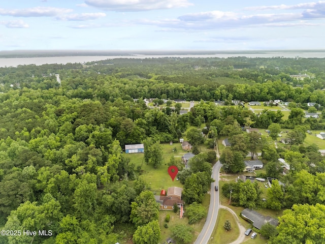 2601 Mayberry Loop Rd, Morehead City, NC 28557 - drone / aerial view of a nearby body of water and a heavily wooded area