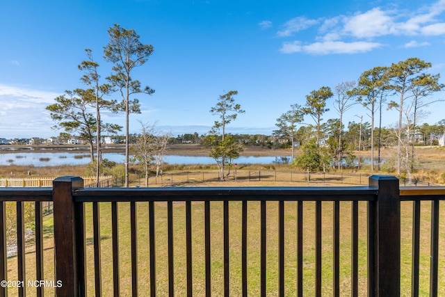 water view featuring fence