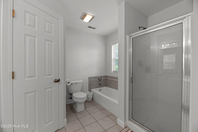 6112 Horton Rd, Oriental, NC 28571 - bathroom with a garden tub, tile patterned floors, toilet, and a shower stall
