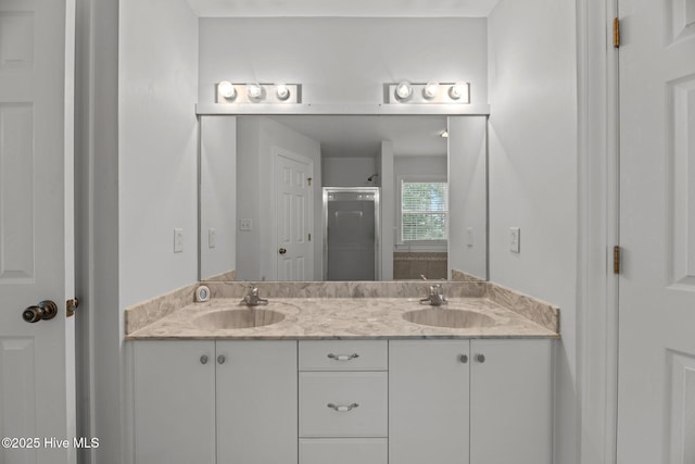 6112 Horton Rd, Oriental, NC 28571 - bathroom with a stall shower and double vanity