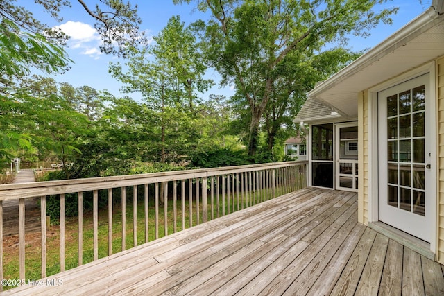 6112 Horton Rd, Oriental, NC 28571 - wooden deck featuring a sunroom