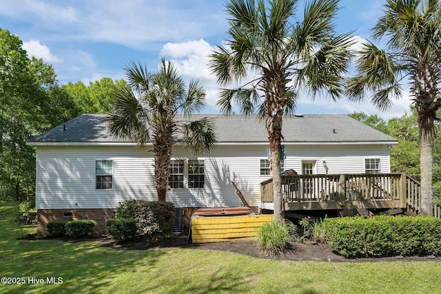 270 N Jenkins St, Holly Ridge, NC 28445 - rear view of house featuring a yard, a deck, and crawl space