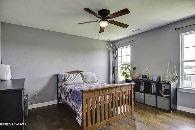 115 Elrod Rd, Moyock, NC 27958 - bedroom featuring hardwood / wood-style flooring, baseboards, and a ceiling fan