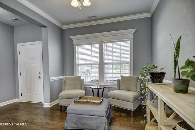 115 Elrod Rd, Moyock, NC 27958 - sitting room featuring dark wood-style floors, crown molding, and baseboards