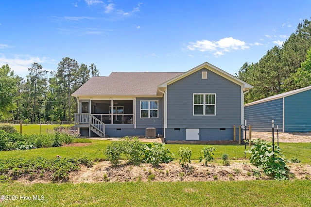 1139 Cranes Creek Rd, Cameron, NC 28326 - rear view of property with a sunroom and central air condition unit