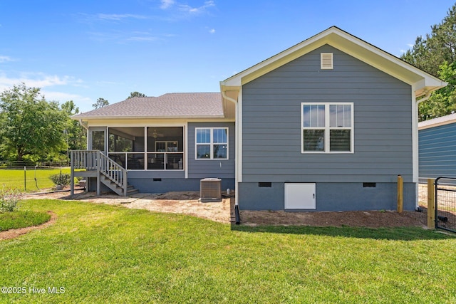 1139 Cranes Creek Rd, Cameron, NC 28326 - back of house with central AC unit and a sunroom