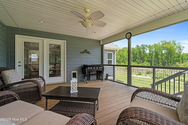 1139 Cranes Creek Rd, Cameron, NC 28326 - wooden terrace with a ceiling fan