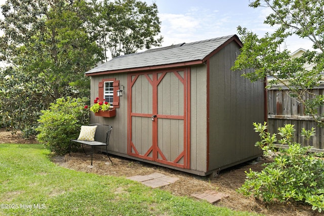 view of shed