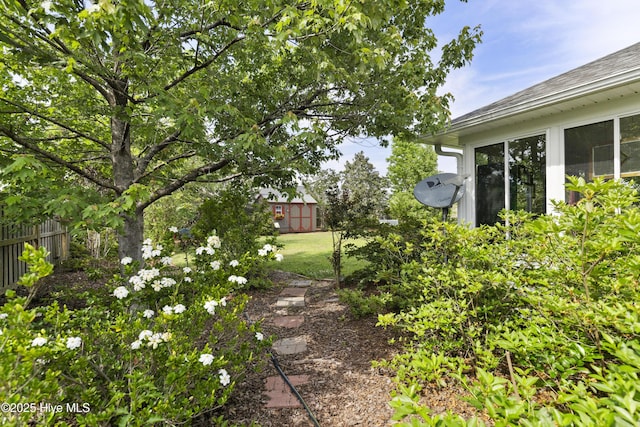 view of yard featuring fence