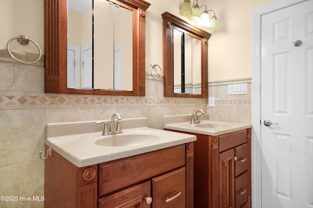 143 Rock Creek Dr, New Bern, NC 28562 - bathroom with two vanities and tile walls