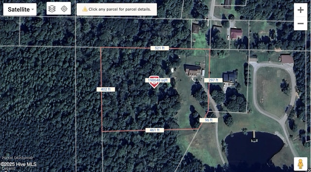 aerial map of property and surrounding area with property boundaries highlighted
