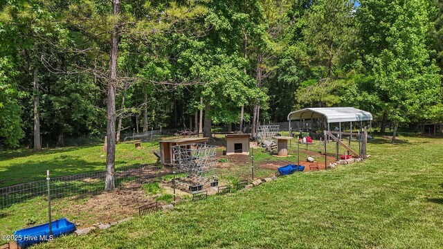 view of yard with a carport