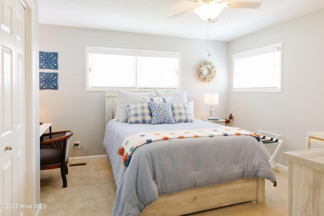 131 Paddle Wheel Cir, Washington, NC 27889 - bedroom with light colored carpet, baseboards, and ceiling fan