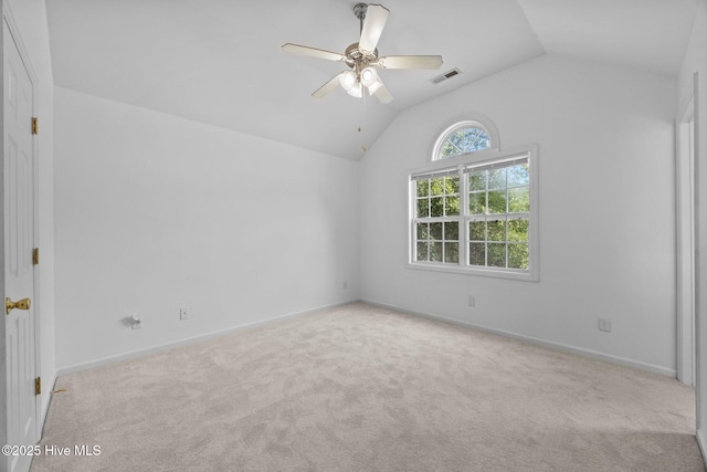 105 E Seabird Ct, Sneads Ferry, NC 28460 - spare room with lofted ceiling, carpet floors, ceiling fan, and baseboards