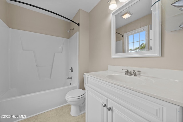 105 E Seabird Ct, Sneads Ferry, NC 28460 - bathroom featuring vanity, toilet, bathtub / shower combination, and tile patterned flooring