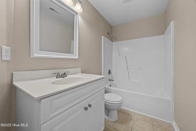 105 E Seabird Ct, Sneads Ferry, NC 28460 - bathroom featuring vanity, toilet, shower / washtub combination, and tile patterned floors