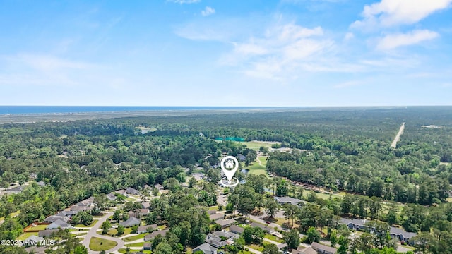 aerial perspective of suburban area with a forest