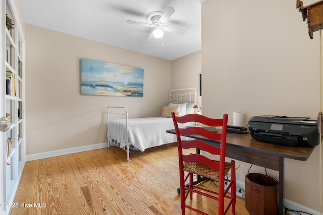 122 Bradley Pines Dr, Wilmington, NC 28403 - bedroom with wood finished floors, baseboards, and a ceiling fan