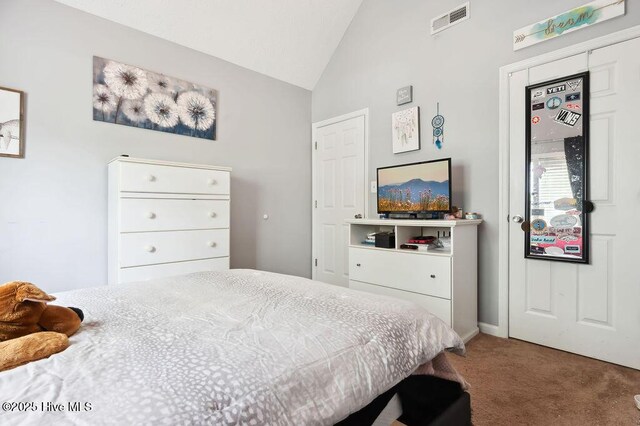 1177 Roberts Rd, Newport, NC 28570 - bedroom featuring carpet flooring, lofted ceiling, and baseboards