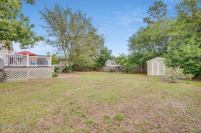 1177 Roberts Rd, Newport, NC 28570 - view of yard with a storage shed, an outbuilding, and a deck