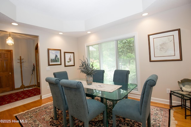 17 Troon Dr, Pinehurst, NC 28374 - dining space with recessed lighting, light wood-style flooring, baseboards, and a skylight