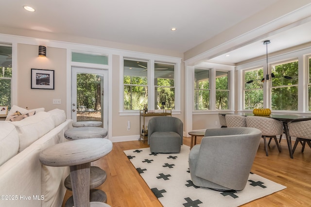 3 Sabal Palm Trl, Bald Head Island, NC 28461 - living room with wood finished floors, recessed lighting, and baseboards