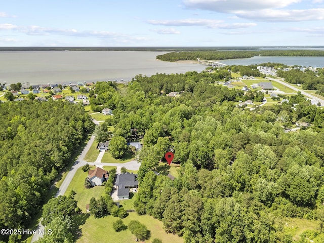 aerial overview of property's location featuring a large body of water