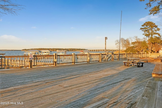 deck with a water view