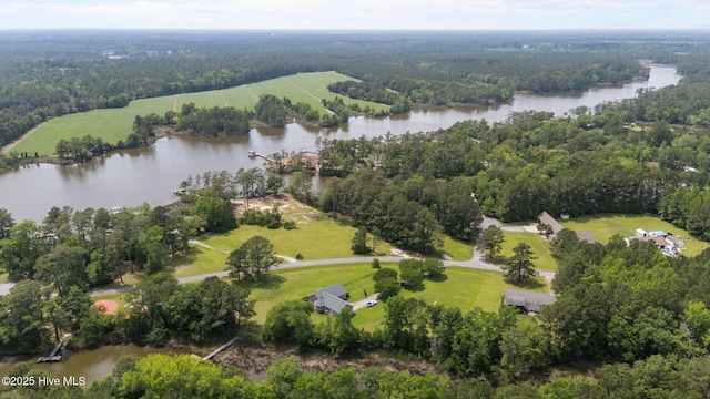 9333 Doris Dr, Oriental, NC 28571 - aerial view of property's location featuring a nearby body of water and a forest